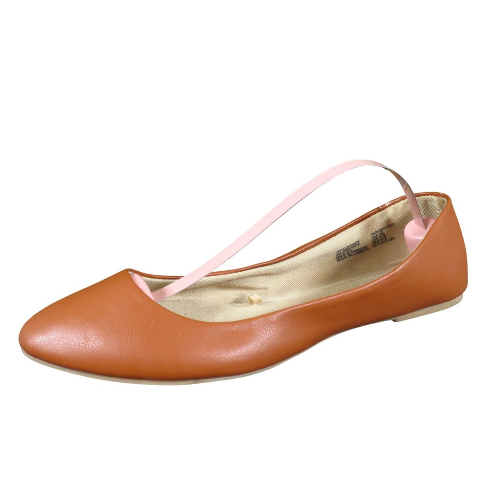 Time and Tru WMTT20FM004 Women Ballet Flat 6.5 Work Office Tan Faux Leather